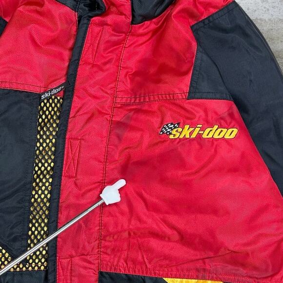 Vintage Ski Doo Puffer Ski Jacket Red Black Nylon Full Zip Insulated 90s - Picture 5 of 5